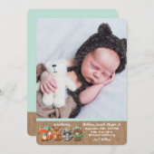 森林動物の写真の誕生の発表 招待状 (正面/裏面)