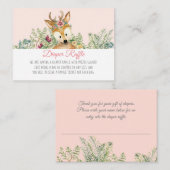 森林動物の女の赤ちゃんのシカのおむつのラッフル エンクロージャーカード (正面/裏面)