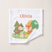 森林動物の子供のパーソナライズなBathタオルセット バスタオルセット (ウォッシュタオル)