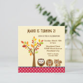 森林動物の子供の誕生会の招待 招待状 (スタンド正面)