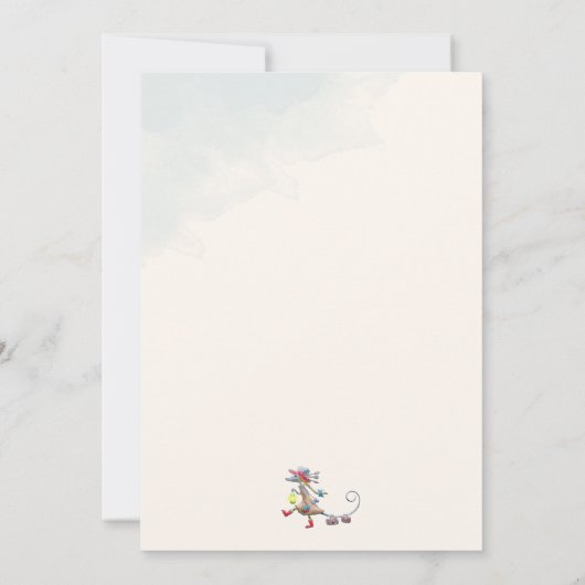 森林動物の最初の年の誕生日 招待状 (裏面)