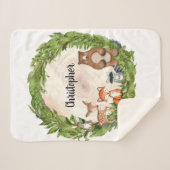 森林動物の木の木切りパーソナライズされた シェルパブランケット (正面(横))