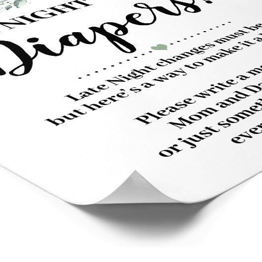 森林動物の深夜おむつ赤ちゃんシャワーのサイン ポスター (角)