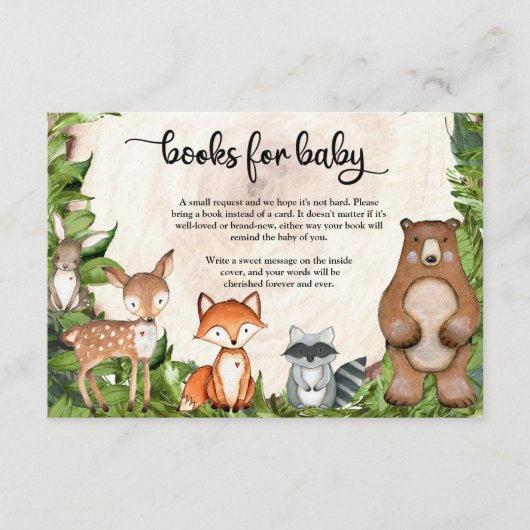 森林動物の緑のリース木切り エンクロージャーカード (正面)