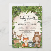 森林動物の緑の木切り 招待状 (正面)