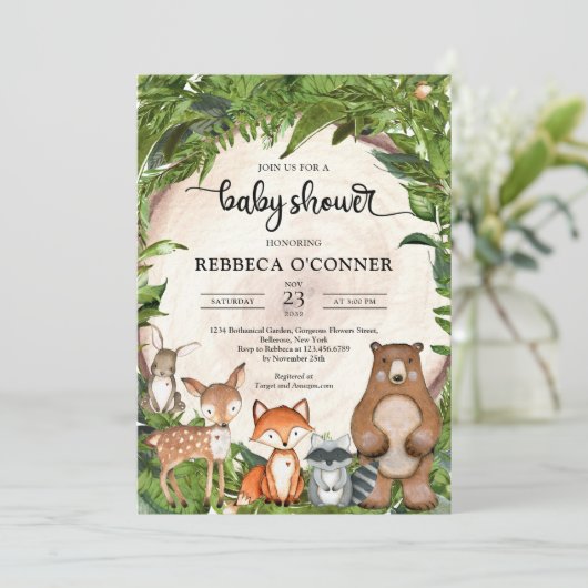 森林動物の緑の木切り 招待状 (スタンド正面)