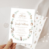 森林動物の緑の男の赤ちゃんシャワー 招待状