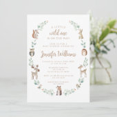 森林動物の緑の男の赤ちゃんシャワー 招待状 (スタンド正面)