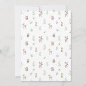 森林動物の緑の男の赤ちゃんシャワー 招待状 (裏面)