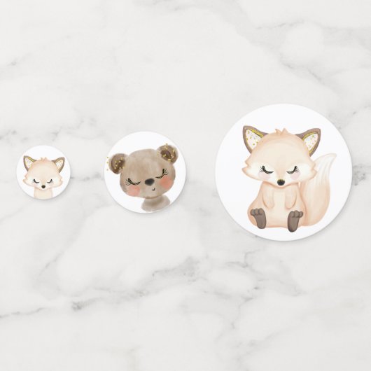 森林動物の緑の赤ちゃんシャワー コンフェッティ (正面)