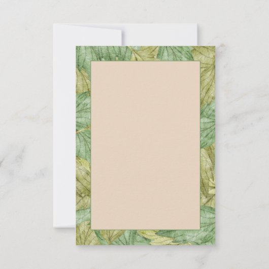 森林動物の緑の赤ちゃんシャワー サンキューカード (裏面)