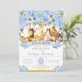 森林動物の花のベビーシャワーの招待状の男の子 招待状 (スタンド正面)