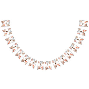 森林動物の誕生日パーソナライズされた バンティングフラッグ