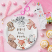 森林動物の誕生日パーソナライズされた ペーパープレート (パーティー)