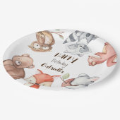 森林動物の誕生日パーソナライズされた ペーパープレート (アングル)