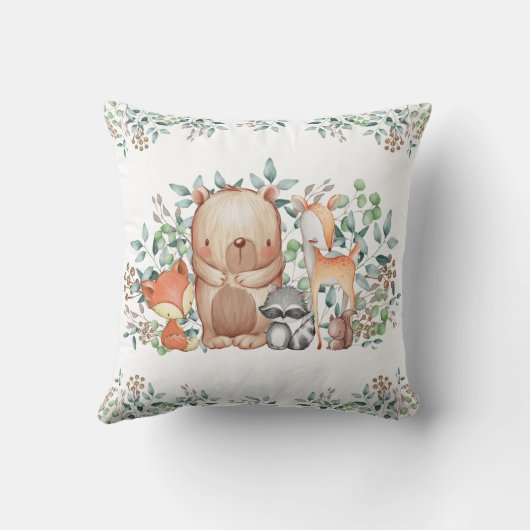 森林動物の誕生Statsの植物の子供部屋 クッション (裏面)