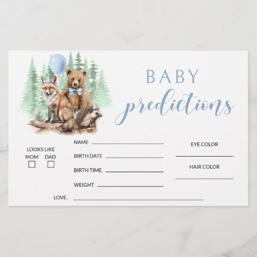 森林動物の赤ちゃんシャワー予測 便箋 (正面)