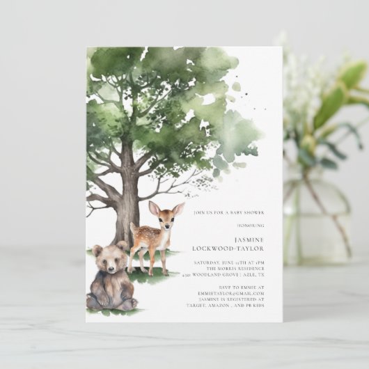 森林動物の赤ちゃんシャワー招待 招待状 (スタンド正面)