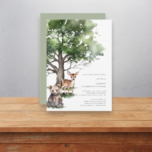 森林動物の赤ちゃんシャワー招待 招待状