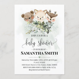 森林動物の赤ちゃんシャワー森林動物 招待状