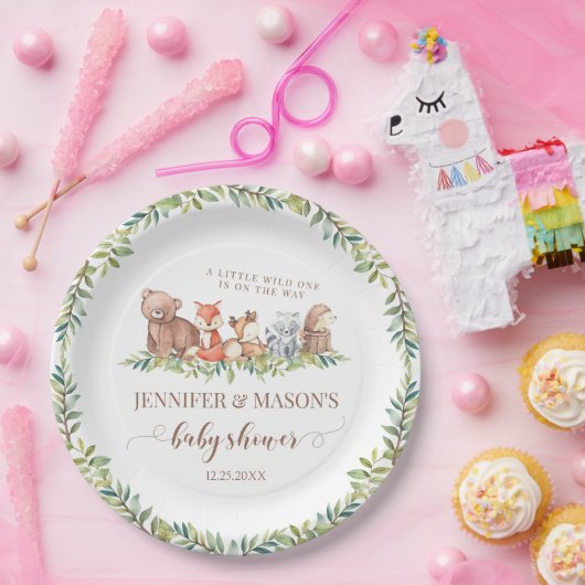 森林動物の赤ちゃんシャワー紙プレート ペーパープレート (パーティー)