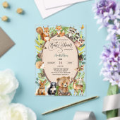 森林動物の赤ちゃんシャワー緑素朴園 アクリル招待状 (インサイチュ (ウェディング))