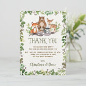 森林動物の赤ちゃんシャワー緑 サンキューカード (スタンド正面)