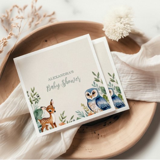 森林動物の赤ちゃんシャワー スタンダードカクテルナプキン