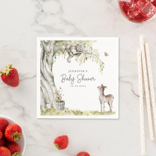 森林動物の赤ちゃんシャワー スタンダードカクテルナプキン (インサイチュ)