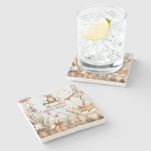 森林動物の赤ちゃんシャワー ストーンコースター