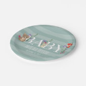 森林動物の赤ちゃんシャワー ペーパープレート (アングル)