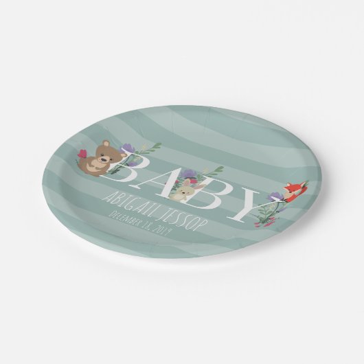 森林動物の赤ちゃんシャワー ペーパープレート (アングル)