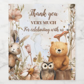 森林動物の赤ちゃんシャワー ワインラベル (シングルラベル)