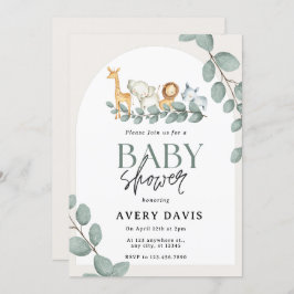 森林動物の赤ちゃんシャワー 招待状