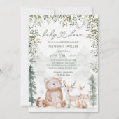 森林動物の赤ちゃんシャワー 招待状 (正面)
