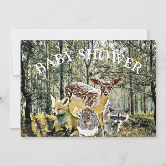 森林動物の赤ちゃんシャワー 招待状 (正面)