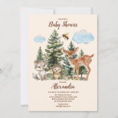 森林動物の赤ちゃんシャワー 招待状 (正面)