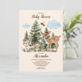 森林動物の赤ちゃんシャワー 招待状 (スタンド正面)