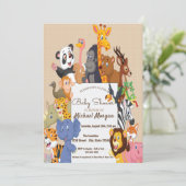 森林動物の赤ちゃんシャワー 招待状 (スタンド正面)