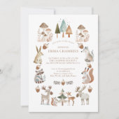 森林動物の赤ちゃんシャワー 招待状 (正面)