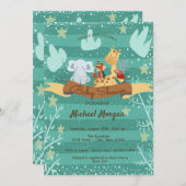 森林動物の赤ちゃんシャワー 招待状 (正面/裏面)