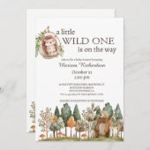 森林動物の赤ちゃんシャワー 招待状 (正面/裏面)