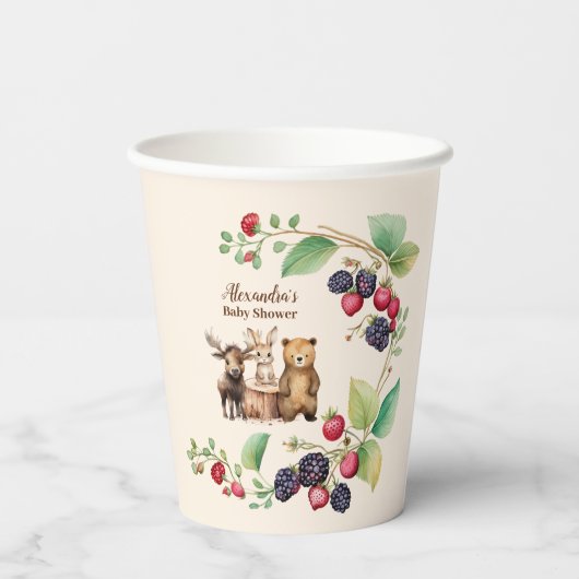 森林動物の赤ちゃんシャワー 紙コップ (裏面)