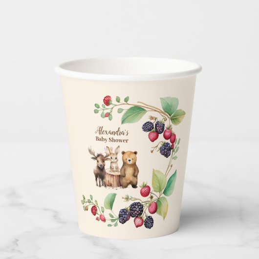 森林動物の赤ちゃんシャワー 紙コップ (正面)