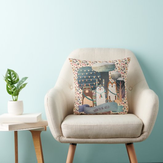 森林動物の部族の生まれ枕 – 野生になる クッション (椅子)