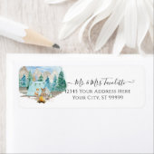 森林動物の鹿がウッドランドベビーシャワーを負担 ラベル (インサイチュ)