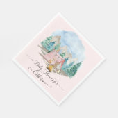 森林動物の鹿がピンクの赤素朴ちゃんシャワーを持つ スタンダードランチョンナプキン (角)