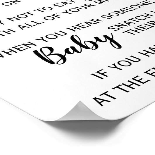 森林動物は言わないベビーゲーム赤ちゃんシャワーのサイン ポスター (角)