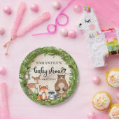 森林動物ウッドランドをテーマにした木製の赤ちゃんシャワー ペーパープレート (パーティー)