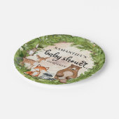 森林動物ウッドランドをテーマにした木製の赤ちゃんシャワー ペーパープレート (アングル)